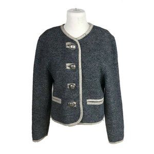 Merit Gray Boiled Wool Jacket Cardigan Nordic Alpine EU 38, US Small/Medium
